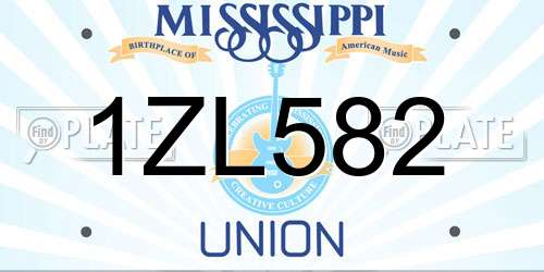 1ZL582 Mississippi License Plate