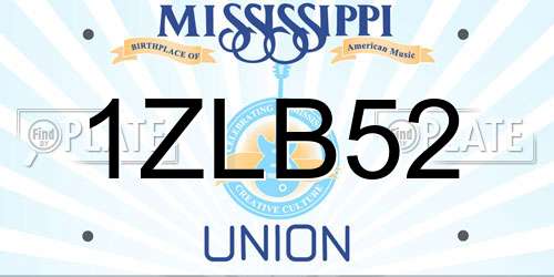 1ZLB52 Mississippi License Plate