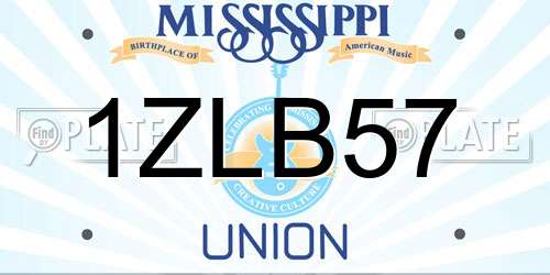 1ZLB57 Mississippi License Plate