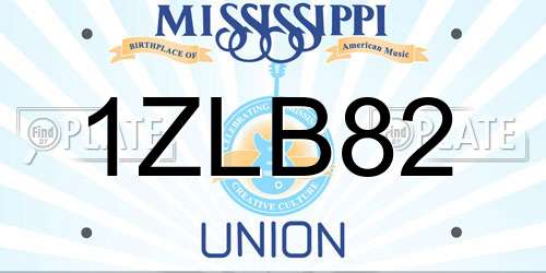 1ZLB82 Mississippi License Plate