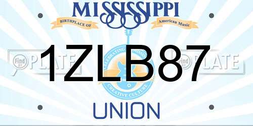 1ZLB87 Mississippi License Plate