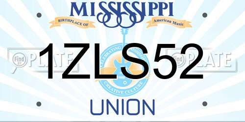1ZLS52 Mississippi License Plate