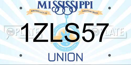 1ZLS57 Mississippi License Plate