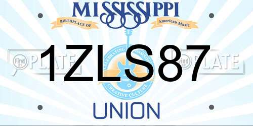1ZLS87 Mississippi License Plate