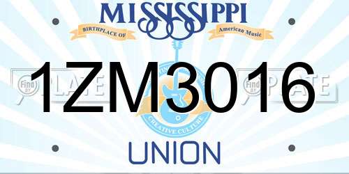 1ZM3016 Mississippi License Plate