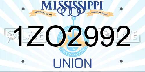 1ZO2992 Mississippi License Plate