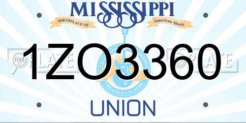 1ZO3360 Mississippi License Plate