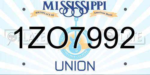 1ZO7992 Mississippi License Plate