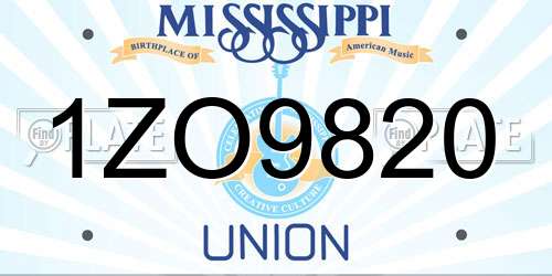 1ZO9820 Mississippi License Plate