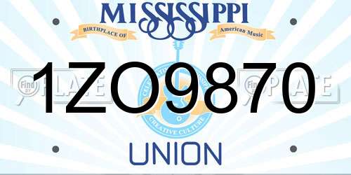 1ZO9870 Mississippi License Plate