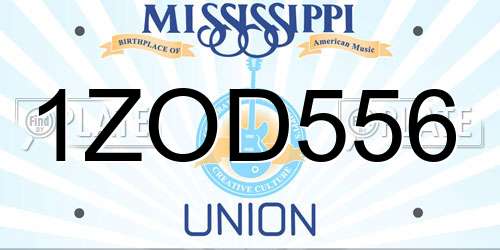1ZOD556 Mississippi License Plate