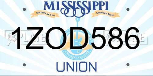 1ZOD586 Mississippi License Plate