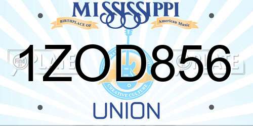 1ZOD856 Mississippi License Plate