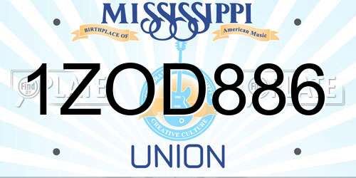 1ZOD886 Mississippi License Plate