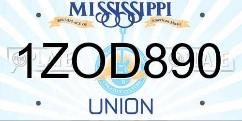 1ZOD890 Mississippi License Plate