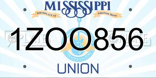 1ZOO856 Mississippi License Plate