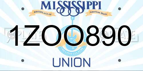 1ZOO890 Mississippi License Plate
