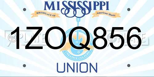 1ZOQ856 Mississippi License Plate