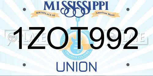 1ZOT992 Mississippi License Plate
