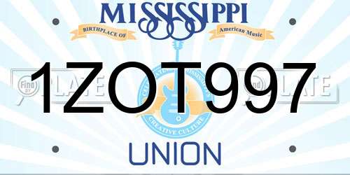1ZOT997 Mississippi License Plate