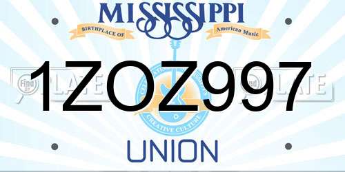 1ZOZ997 Mississippi License Plate