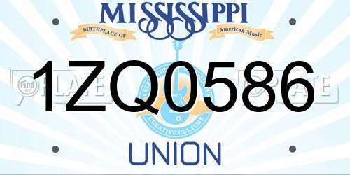 1ZQ0586 Mississippi License Plate