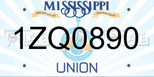 1ZQ0890 Mississippi License Plate