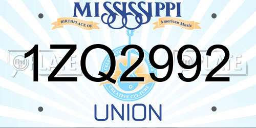 1ZQ2992 Mississippi License Plate