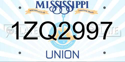 1ZQ2997 Mississippi License Plate
