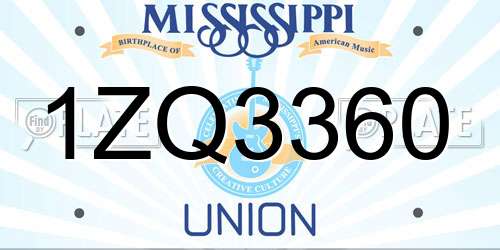 1ZQ3360 Mississippi License Plate