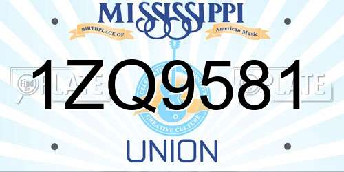 1ZQ9581 Mississippi License Plate