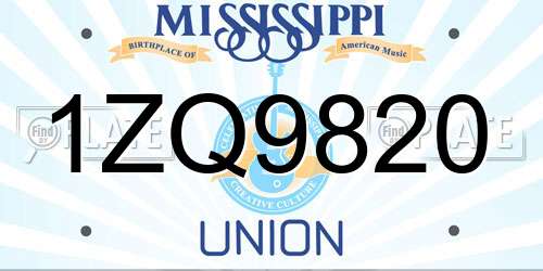 1ZQ9820 Mississippi License Plate