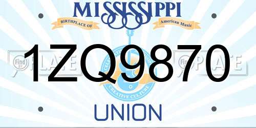 1ZQ9870 Mississippi License Plate