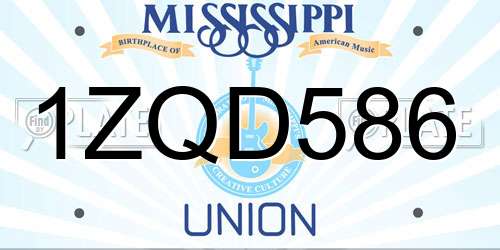 1ZQD586 Mississippi License Plate