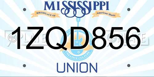 1ZQD856 Mississippi License Plate
