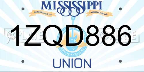 1ZQD886 Mississippi License Plate