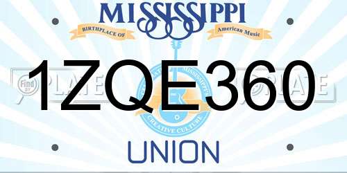 1ZQE360 Mississippi License Plate