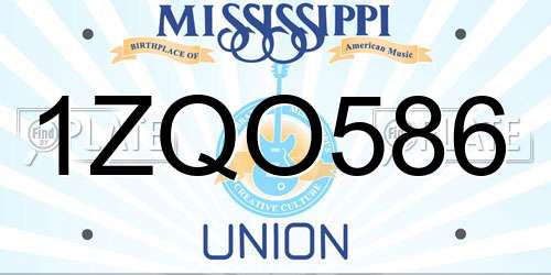 1ZQO586 Mississippi License Plate