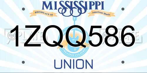 1ZQQ586 Mississippi License Plate