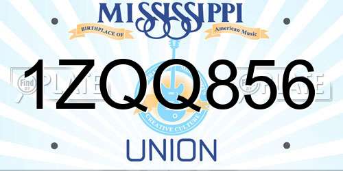 1ZQQ856 Mississippi License Plate