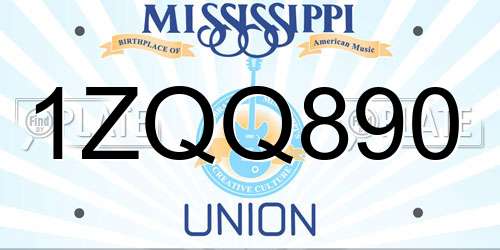 1ZQQ890 Mississippi License Plate