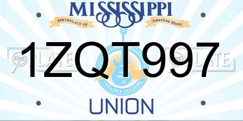1ZQT997 Mississippi License Plate