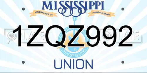 1ZQZ992 Mississippi License Plate