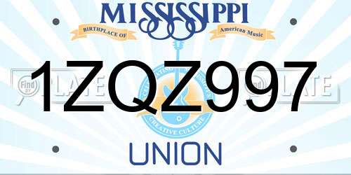 1ZQZ997 Mississippi License Plate