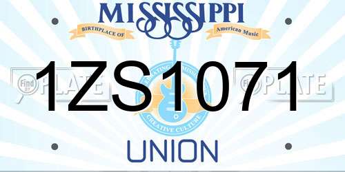 1ZS1071 Mississippi License Plate