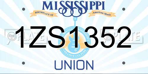 1ZS1352 Mississippi License Plate