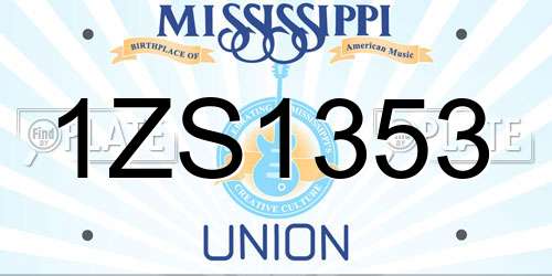 1ZS1353 Mississippi License Plate