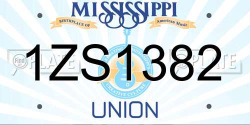 1ZS1382 Mississippi License Plate