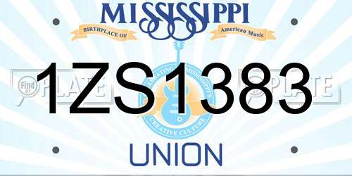 1ZS1383 Mississippi License Plate