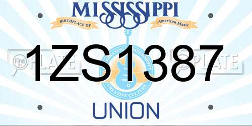 1ZS1387 Mississippi License Plate